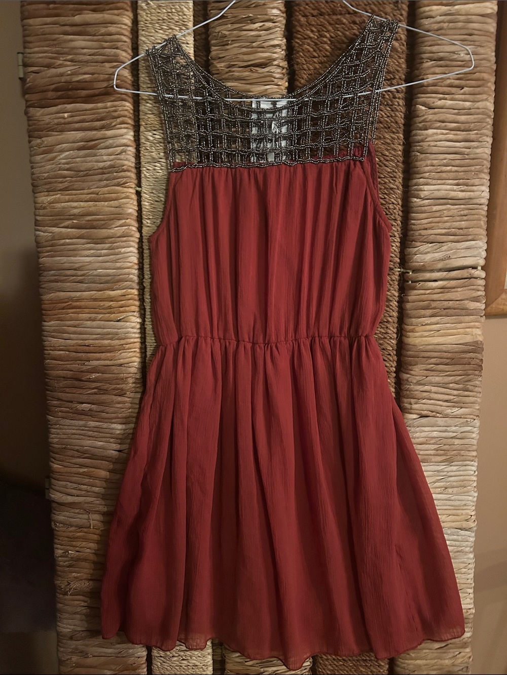Willow & Clay Embellished Rust Mini Dress